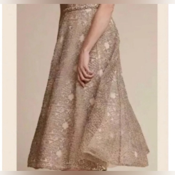 Anthropologie x BHLDN Sara Emanuel Presley  Embroidered Dress Gown  Neutral Sz 0 - Picture 13 of 17
